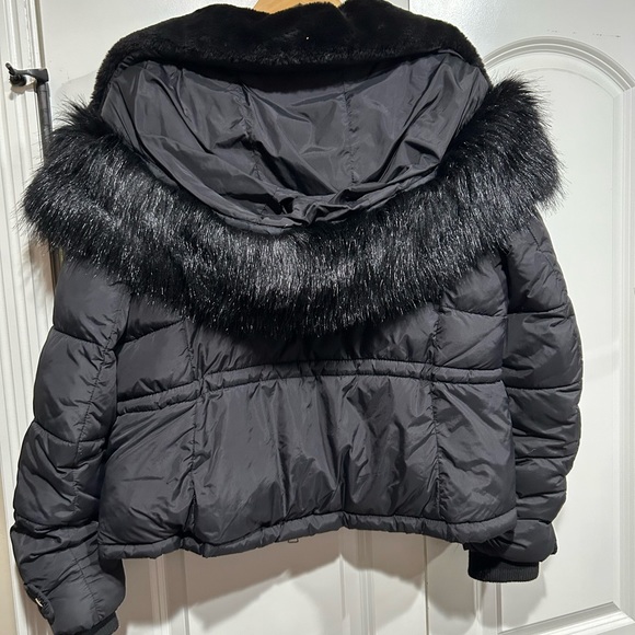 Zara Black Puffer Coat with Hoodie - Picture 5 of 7